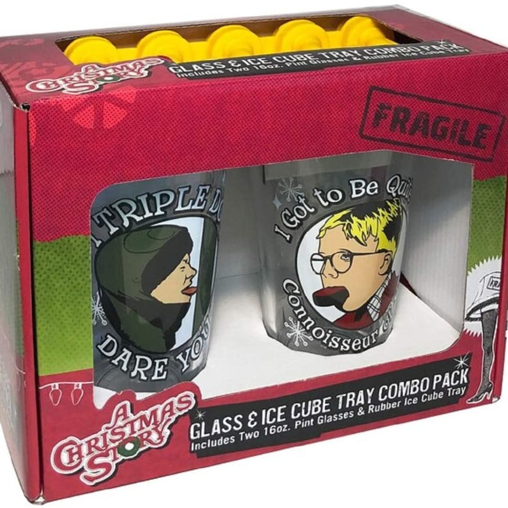 ICUP New A Christmas Story Pint Glass & Leg Lamp Ice Cube Tray Set